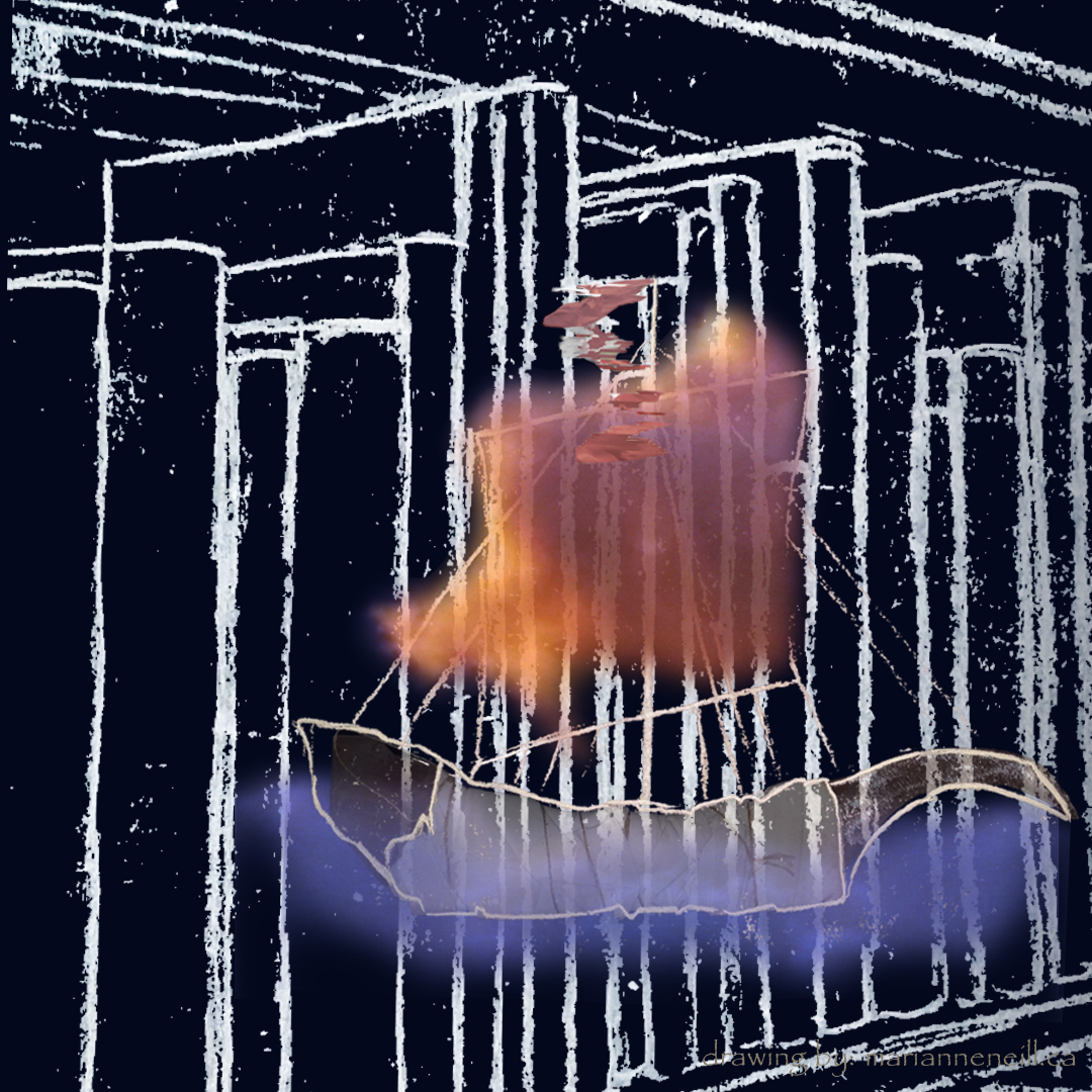 2021-03-28IMIRlaunchSequence3 tiny boat wihth orange cloud for a sailhovers outside chalk books