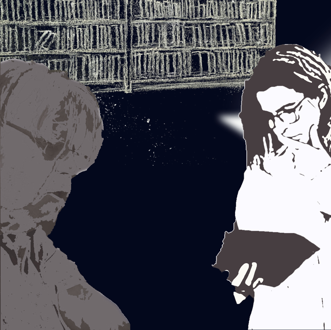 profile2Resized chalk and photo collage image of two people in a library